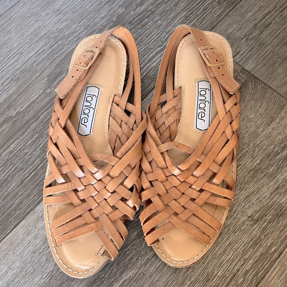 Vintage Woven Leather Huarache Flat Sandals